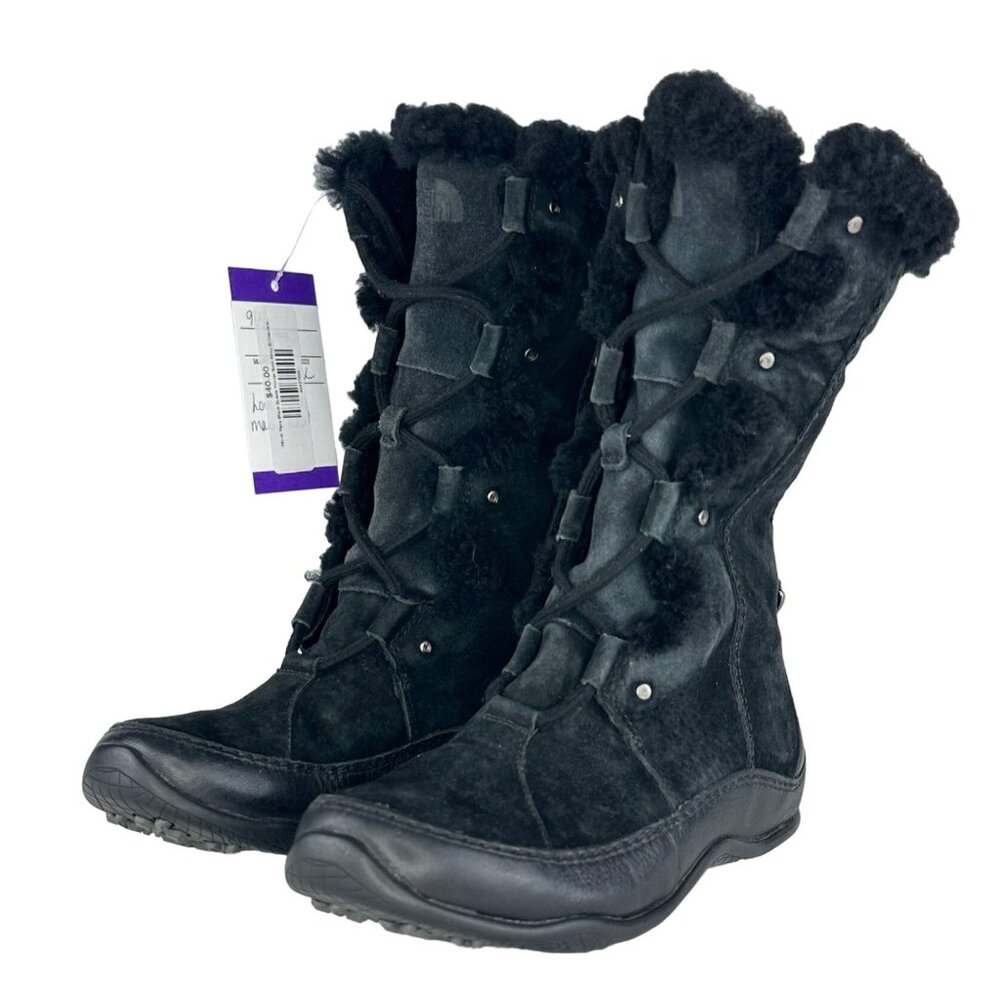 North Face Womens 6 Black Suede Boot Abby III Primaloft Insulated Leather 620179